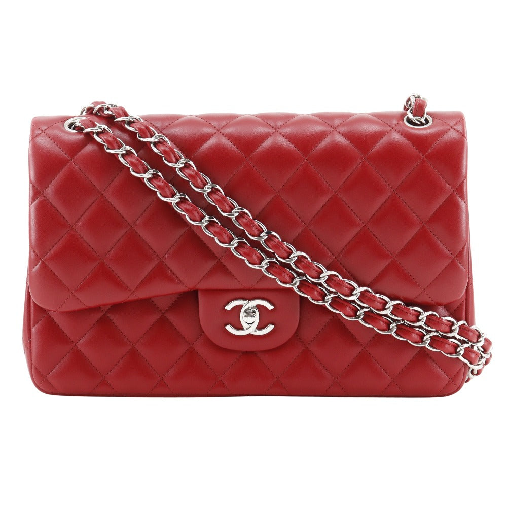 Chanel lambskin Classic Deca Trasse 30 Red Shoulder Bag