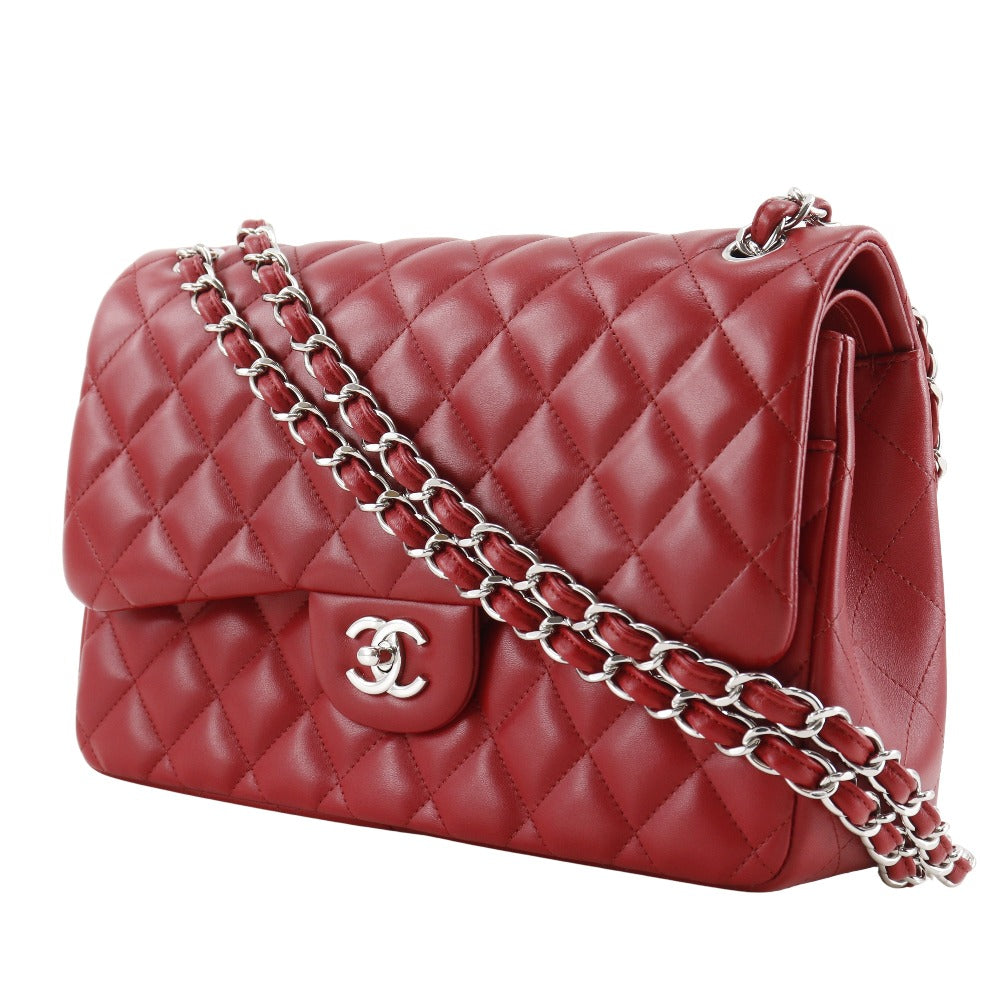 Chanel lambskin Classic Deca Trasse 30 Red Shoulder Bag