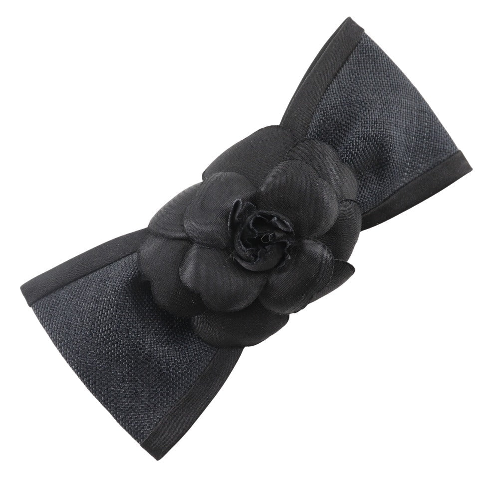 Chanel Valletta Satin camellia ribbon Black Handbag