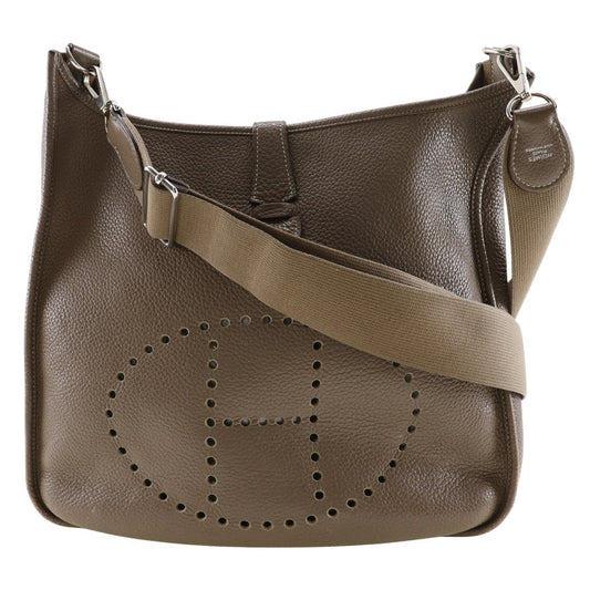 Shoulder Bag Taurillon Clemence Silvermetal Evelyn Gm
