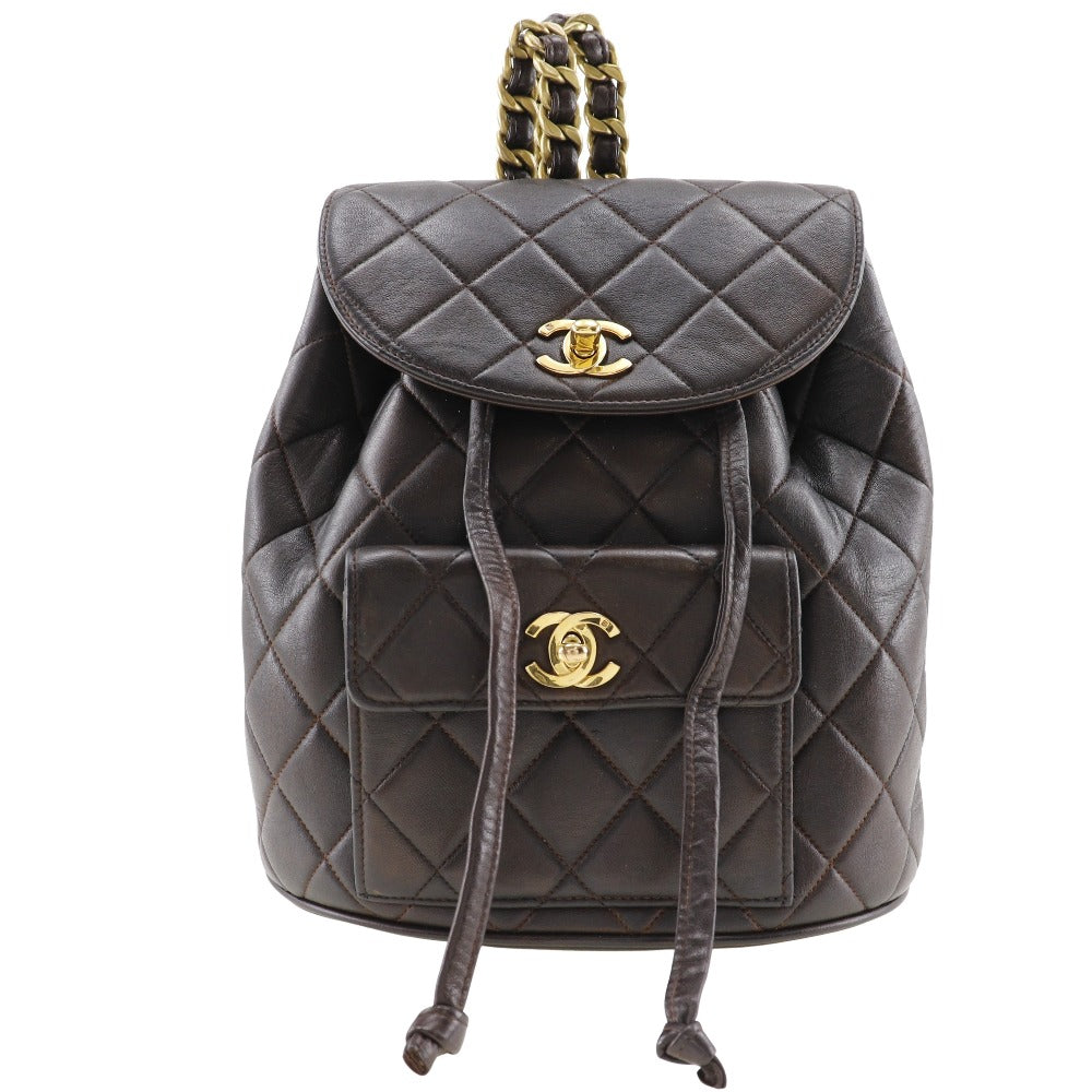 Chanel Backpack lambskin COCO Mark Matrasse Brown