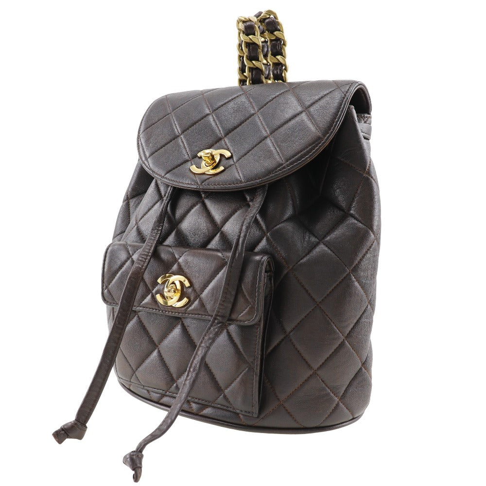 Chanel Backpack lambskin COCO Mark Matrasse Brown