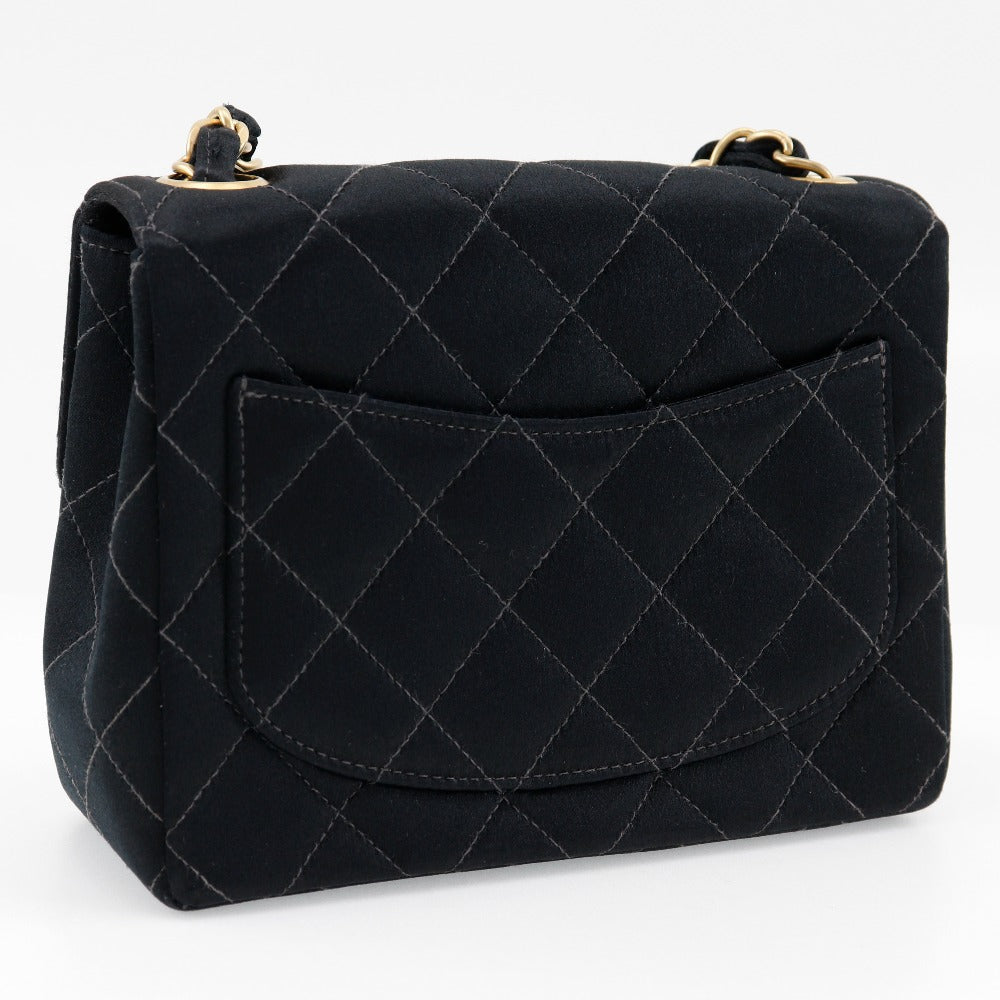 Chanel Satin Matrasse ChainShoulder Black Shoulder Bag