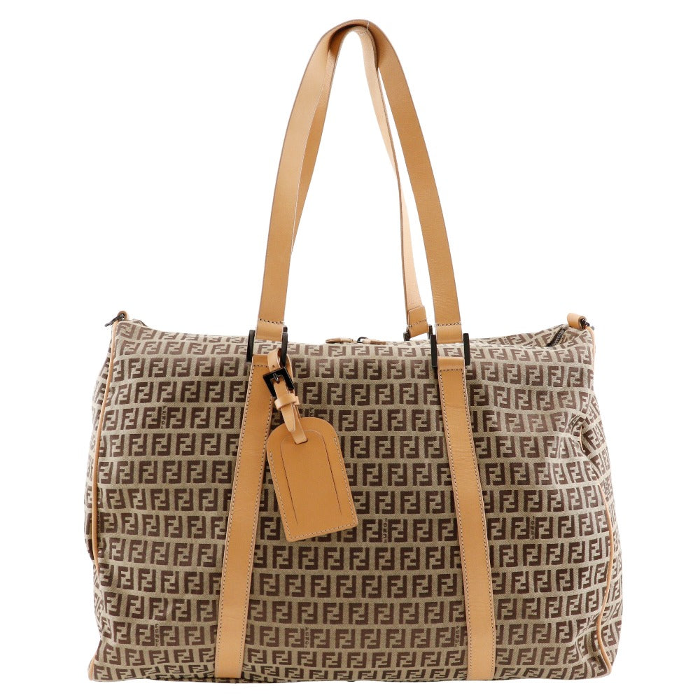 Fendi Boston Duffel Bag 7Vs014 Zucchino Women Leather Canvas Nylon Travel Bag