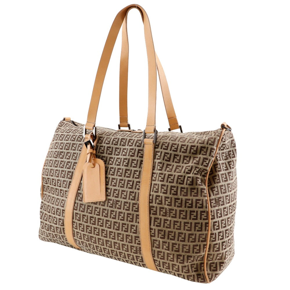 Fendi Boston Duffel Bag 7Vs014 Zucchino Women Leather Canvas Nylon Travel Bag