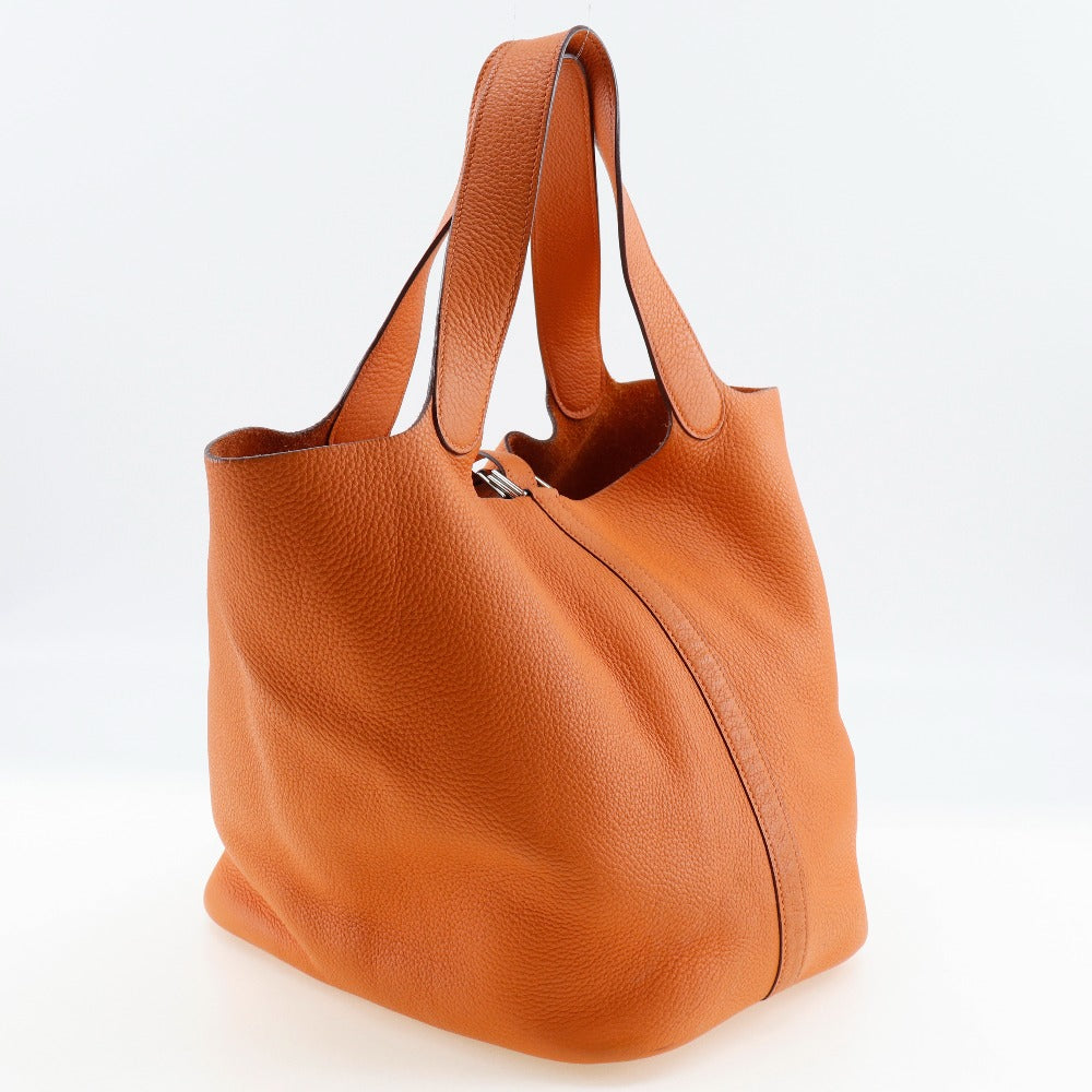 Taurillon Clemence Orange Metal Picotan Lock Gm Silver Travel Bag