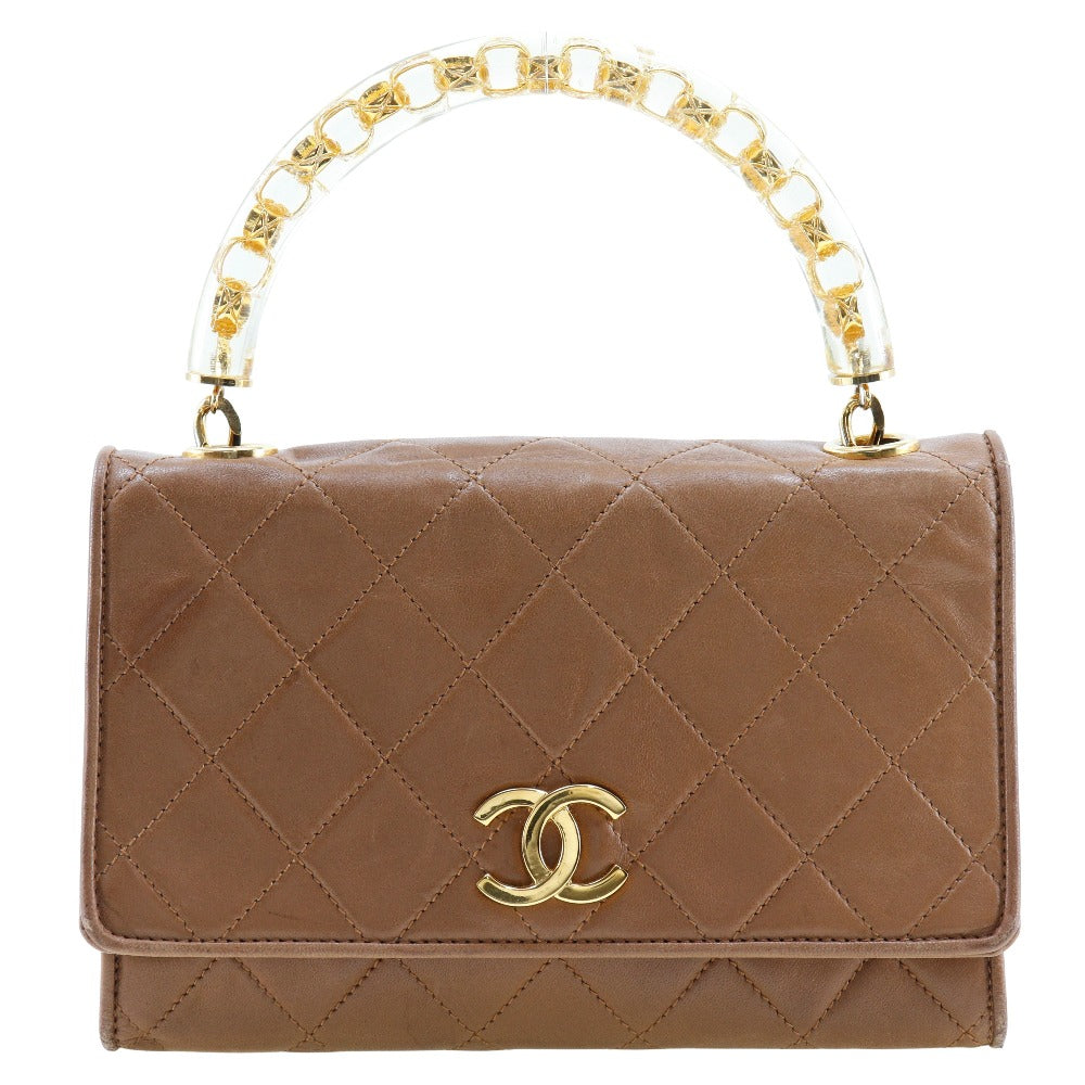 Chanel lambskin Plat Stick handle Matrasse Beige Handbag