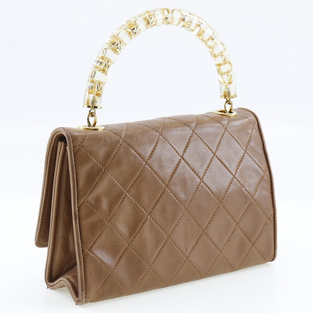 Chanel lambskin Plat Stick handle Matrasse Beige Handbag