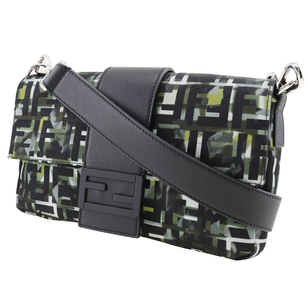 Fendi Shoulder Bag 7Va472 Zucca Camouflage Pattern 3Way Body Nylon Black Bucket Clutch Bag