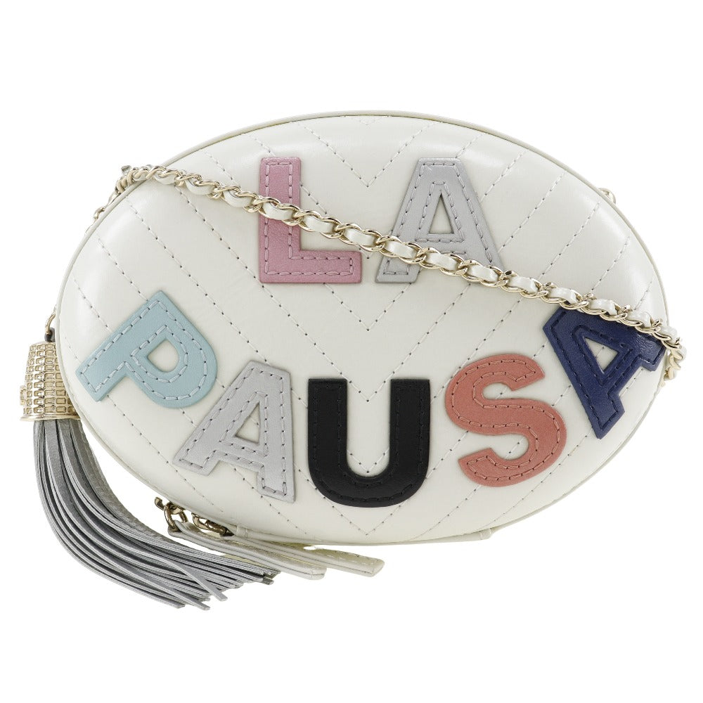 Chanel Calfskin La Pauza ChainShoulder White Shoulder Bag