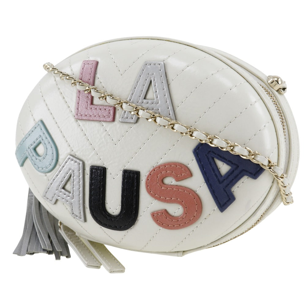 Chanel Calfskin La Pauza ChainShoulder White Shoulder Bag