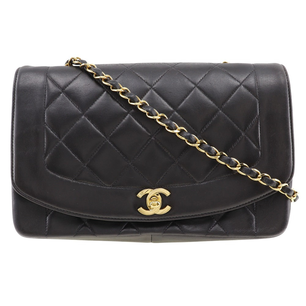 Chanel lambskin Diana ChainShoulder Black Shoulder Bag