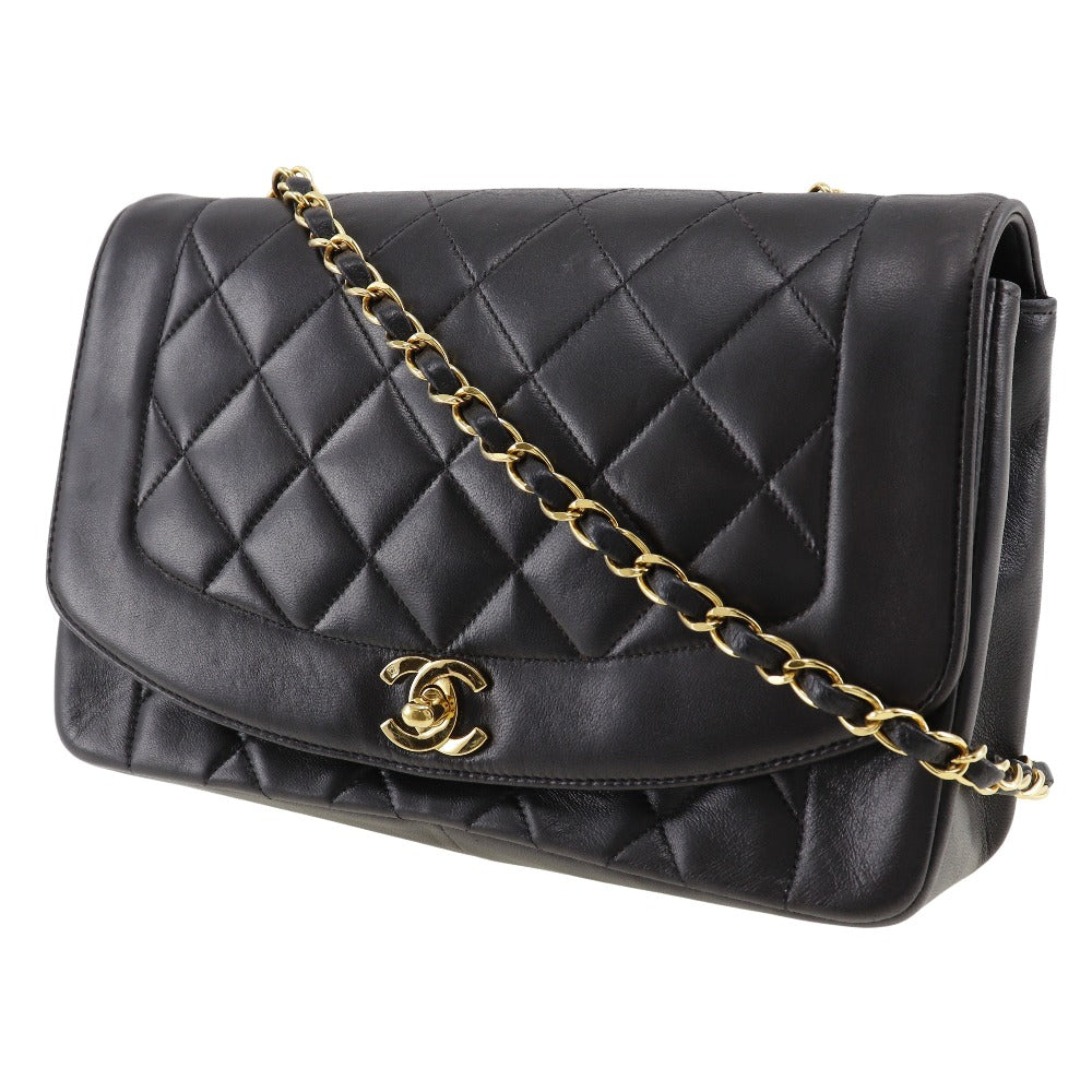 Chanel lambskin Diana ChainShoulder Black Shoulder Bag