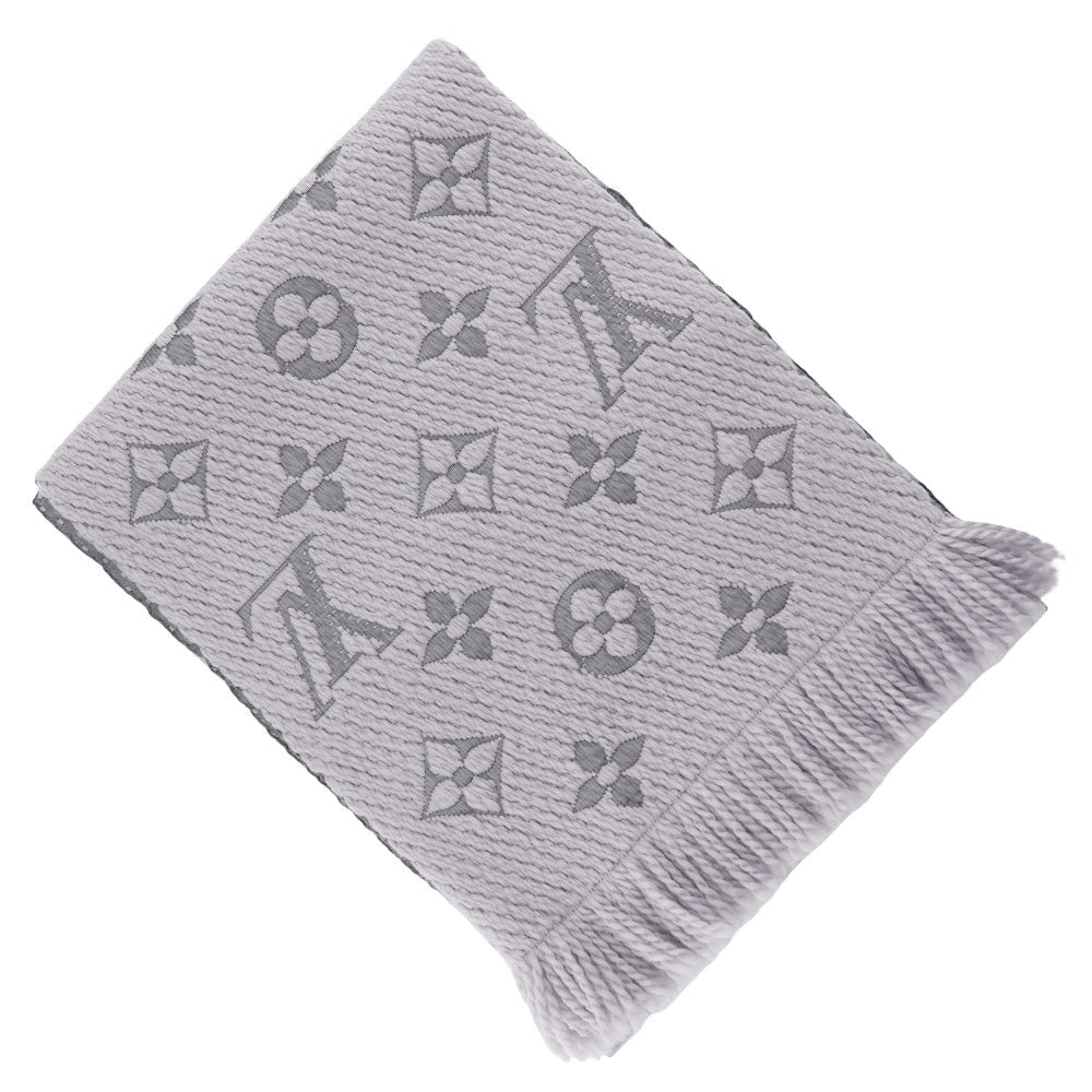Louis Vuitton Scarf Silk Esharp Logomania Wool Gray