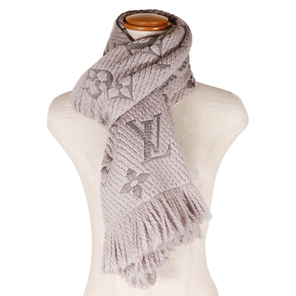 Louis Vuitton Scarf Silk Esharp Logomania Wool Gray