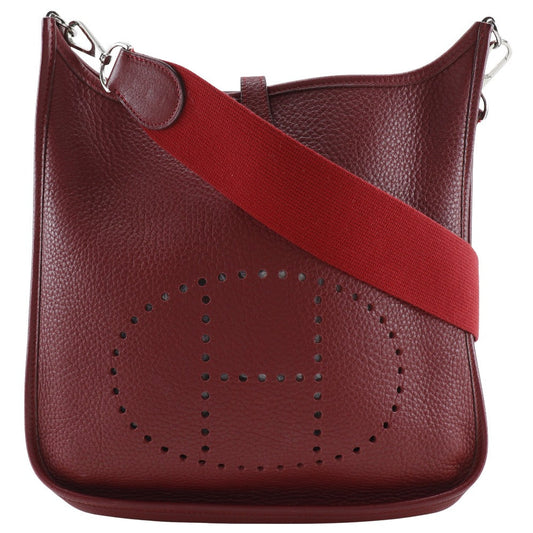 Shoulder Bag Taurillon Clemence Metal Evelyn Pm Red Silver
