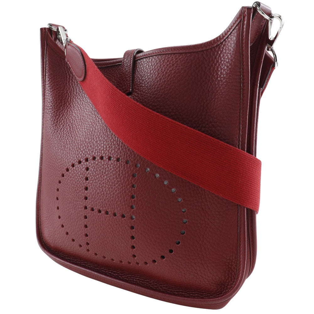 Hermes Shoulder Bag Taurillon Clemence Evelyn Pm Women Metal Red Silver