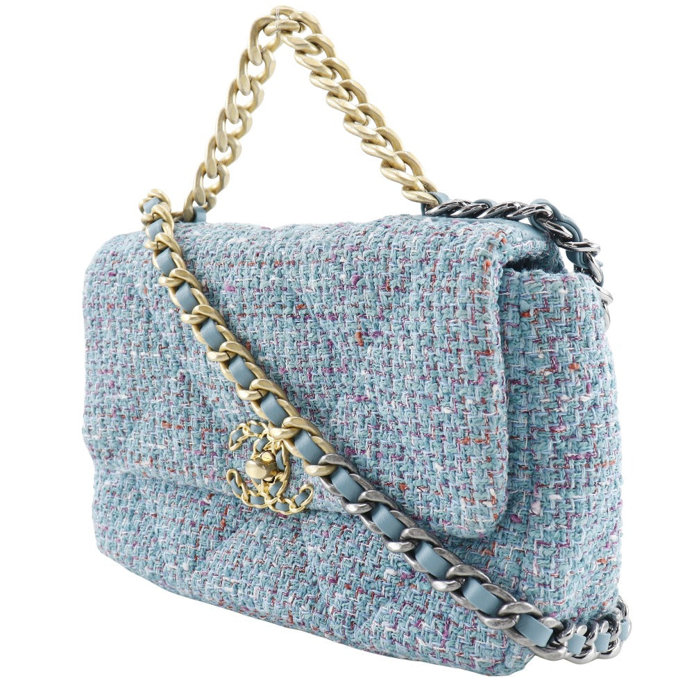Chanel tweed Diznow ChainShoulder19 Blue Shoulder Bag