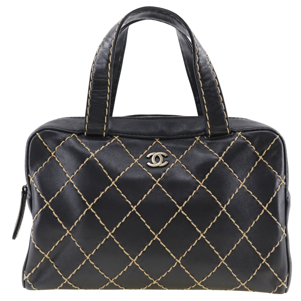 Chanel Calfskin COCO Mark Wild stitch Black Handbag