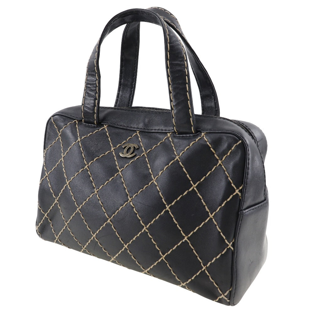 Chanel Calfskin COCO Mark Wild stitch Black Handbag