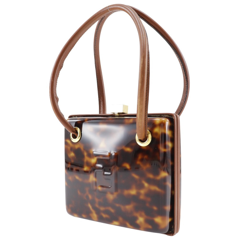 Fendi Handbag Plastic Party Bag Ff Women Leather Brown Travel Bag