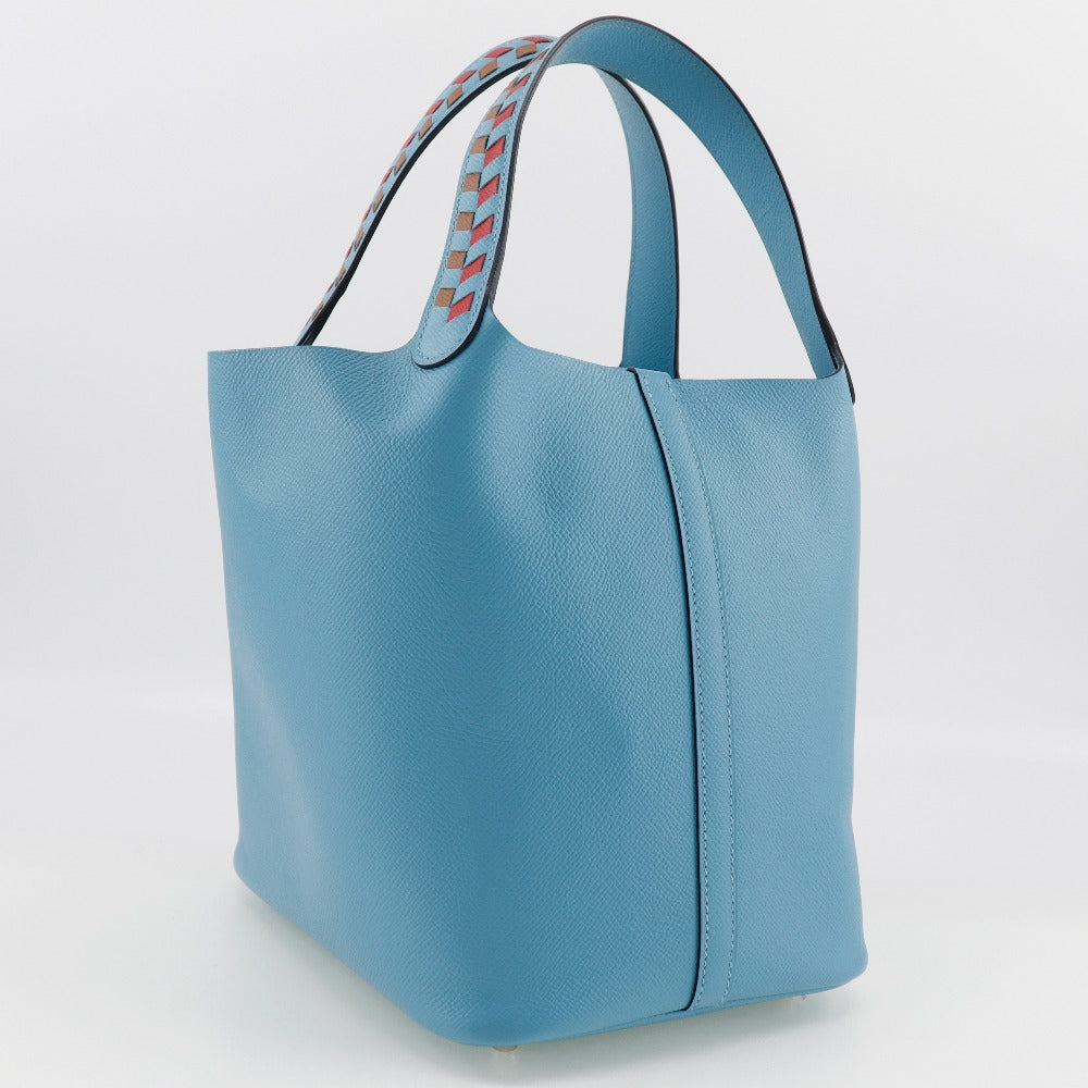 Hermes Handbag Epsom Light Tresage Pico Lock Mm Women Blue Tan Travel Bag