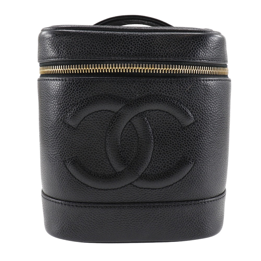 Chanel Caviar skin COCO Mark Vanity Black Handbag
