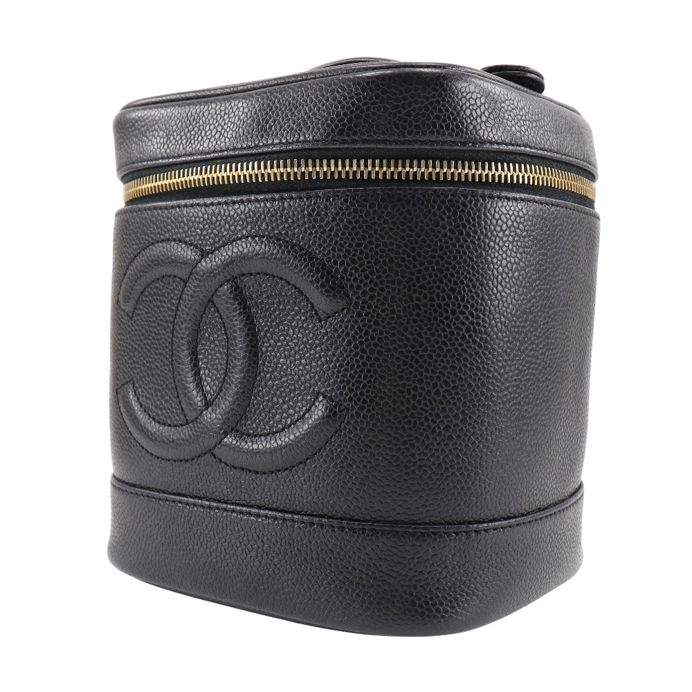 Chanel Caviar skin COCO Mark Vanity Black Handbag