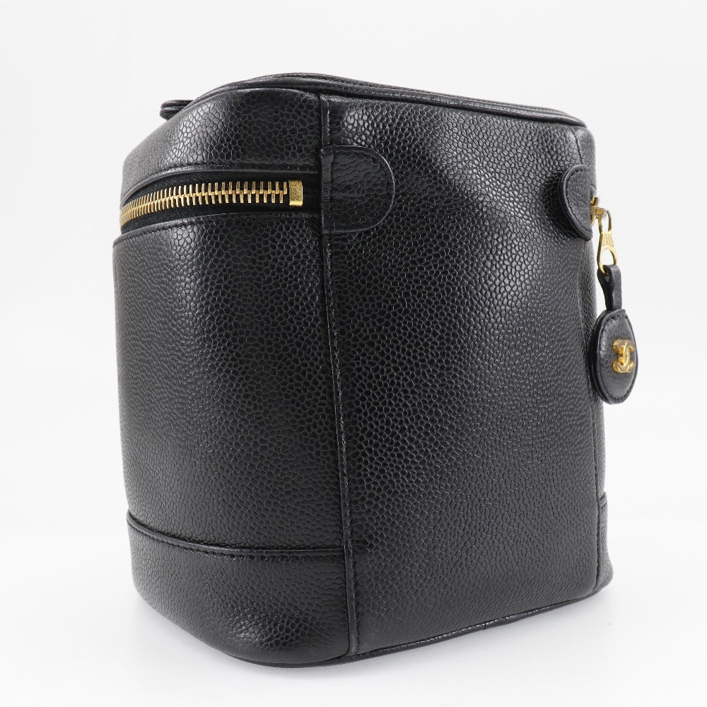 Chanel Caviar skin COCO Mark Vanity Black Handbag