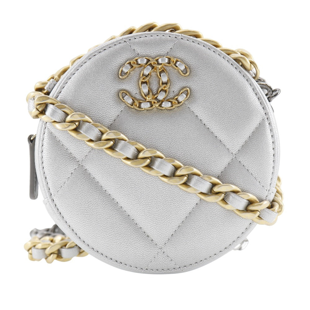 Chanel Calfskin 19 Silver Shoulder Bag