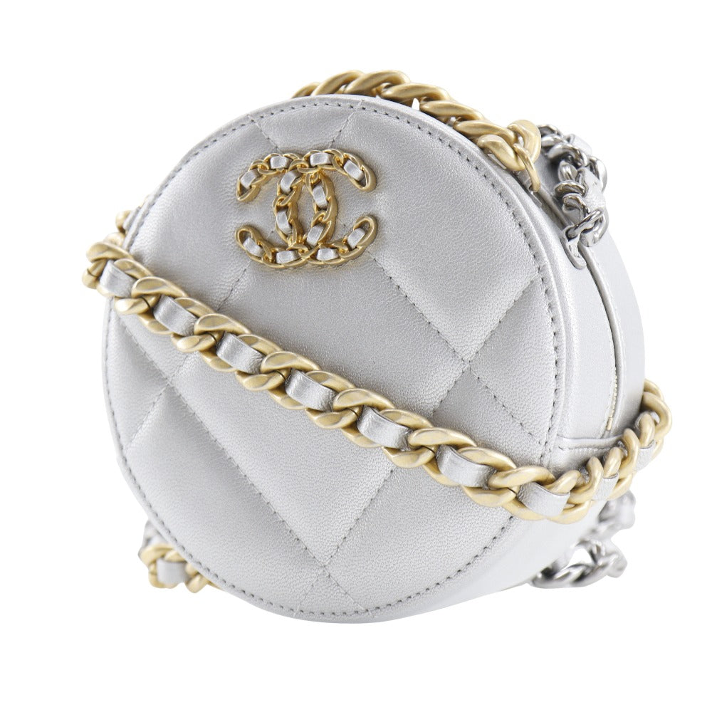 Chanel Calfskin 19 Silver Shoulder Bag