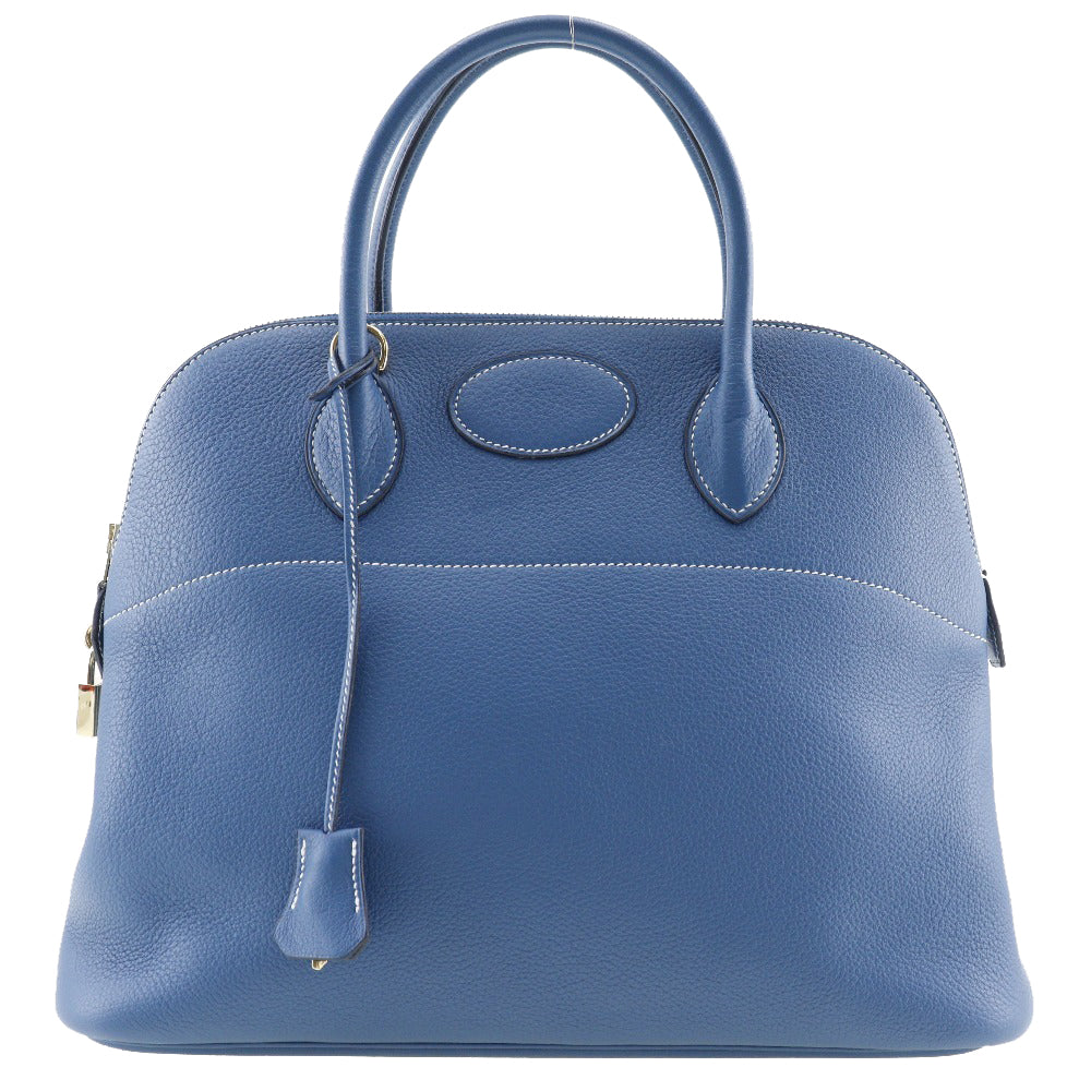 Hermes Handbag Engraving Taurillon Clemence Bored Women Blue Travel Bag
