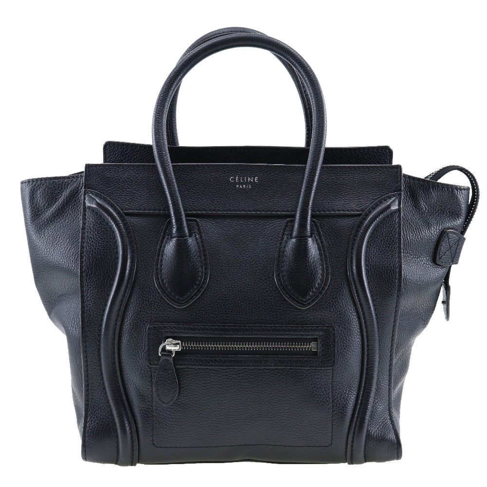 Calfskin Micro Shopper Luggage Women Black Travel Bag