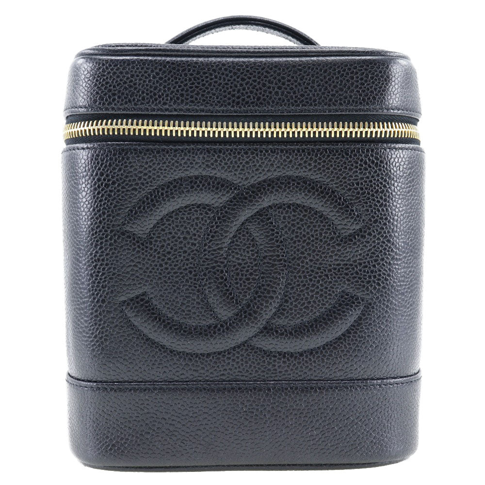 Chanel Caviar skin COCO Mark Vanity Black Handbag 3