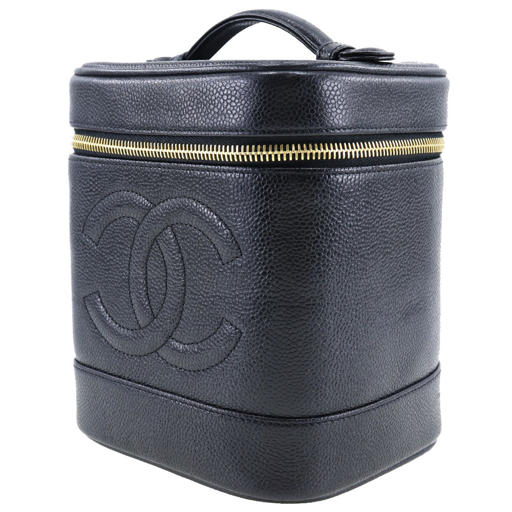 Chanel Caviar skin COCO Mark Vanity Black Handbag 3