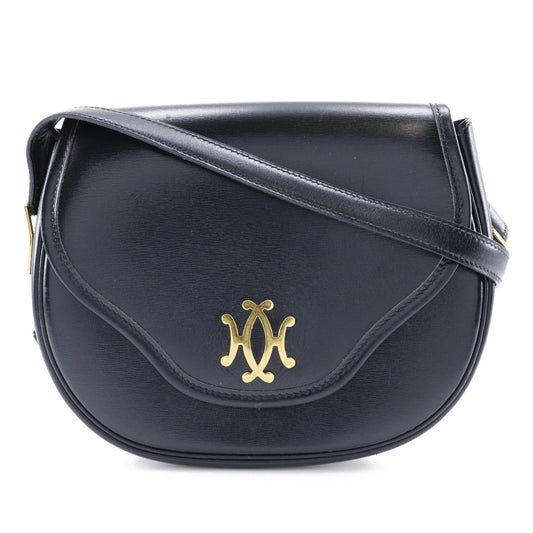 Shoulder Bag Calfskin Metal Double H Women Black Gold