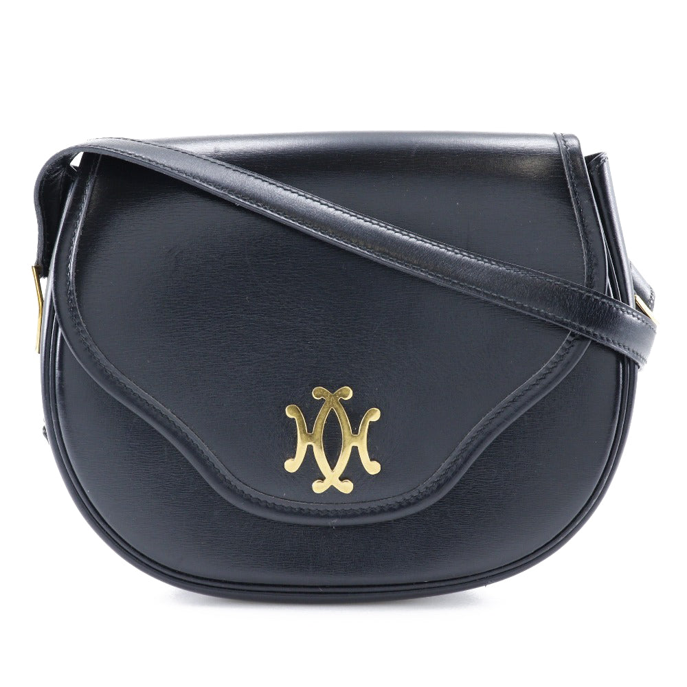 Hermes Shoulder Bag Calfskin Double Women Metal Black Gold
