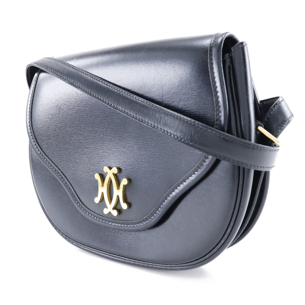 Hermes Shoulder Bag Calfskin Double Women Metal Black Gold