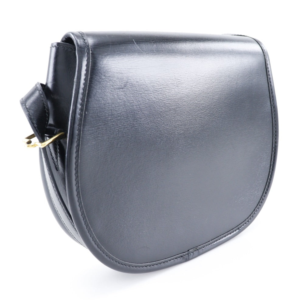 Hermes Shoulder Bag Calfskin Double Women Metal Black Gold