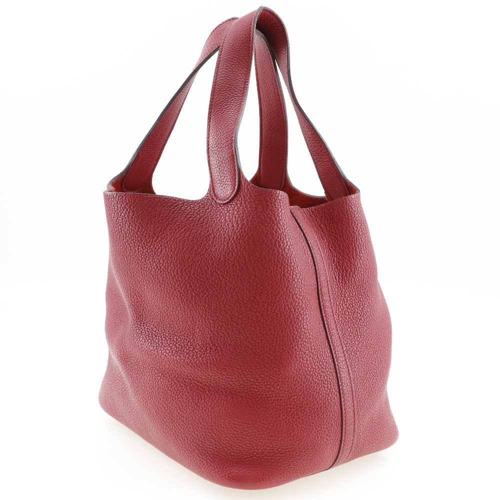 Hermes Handbag Taurillon Clemence Pico Lock Mm Women Red Tan Travel Bag