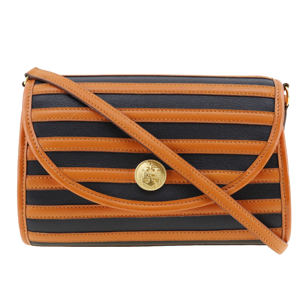 Hermes Shoulder Bag Women Leather Black Orange