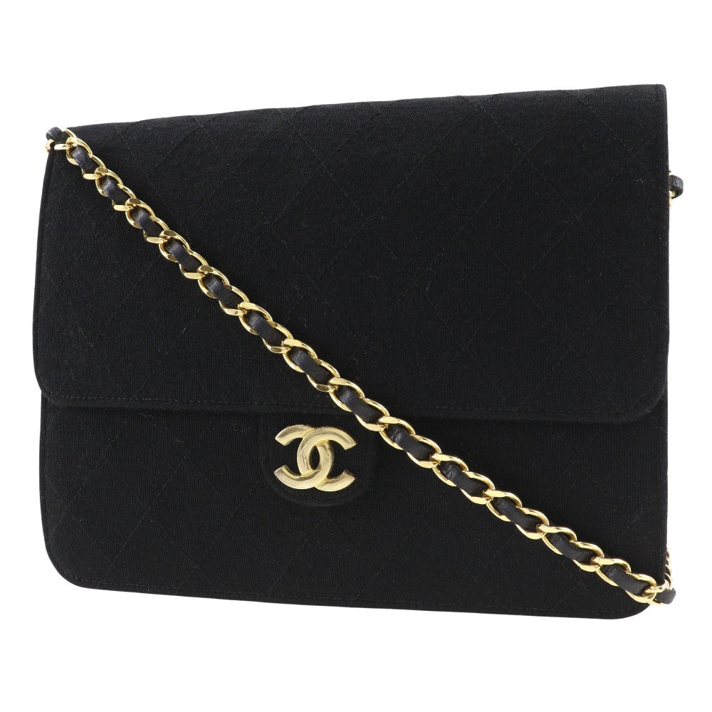 Chanel cotton Matrasse ChainShoulder Black Shoulder Bag