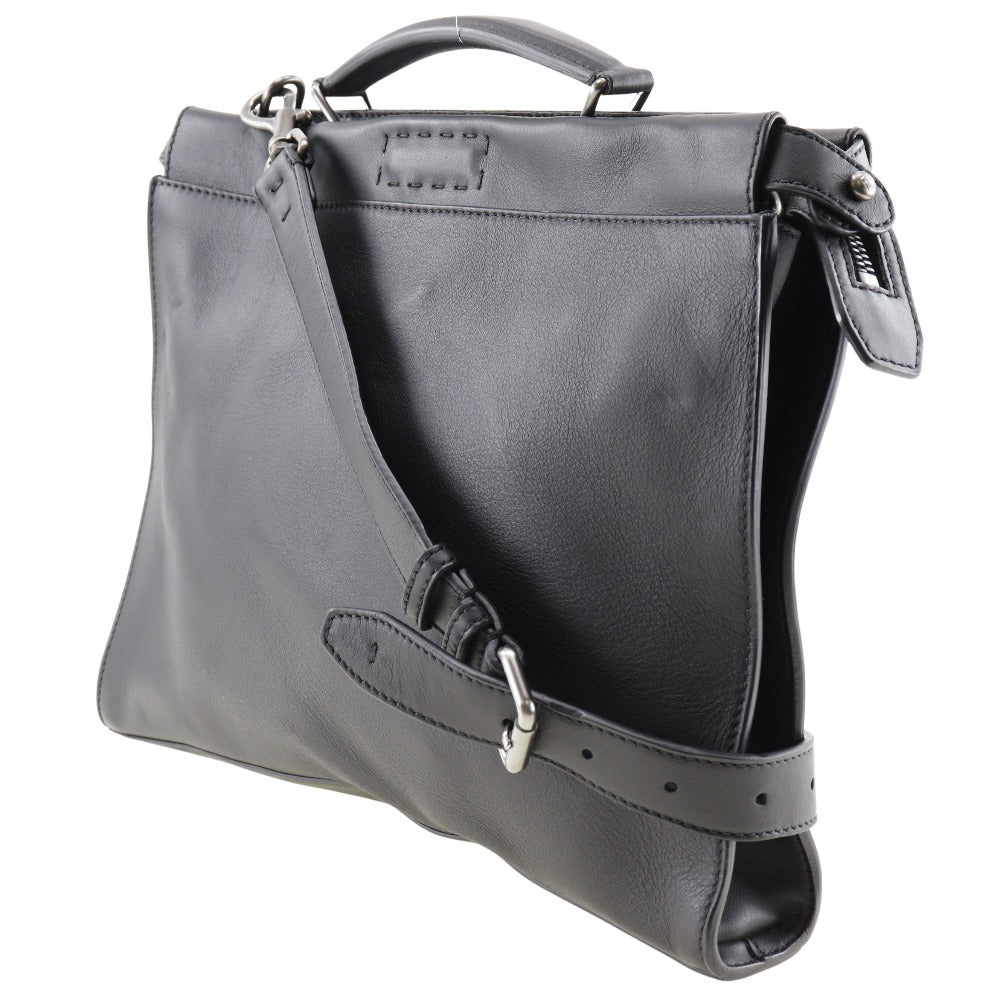 Fendi Peekaboo Business Bag 2Way Leather Black Travel Bag