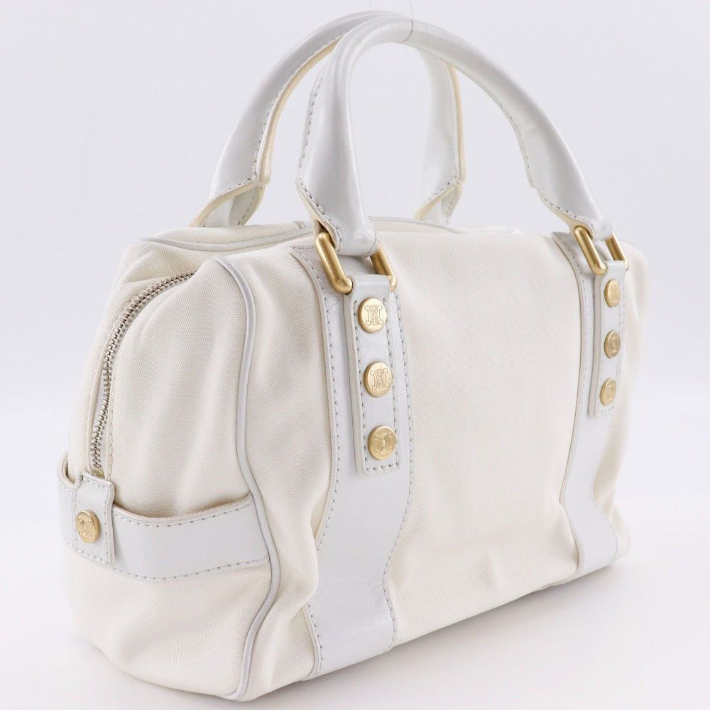 White Athens Olympics Limited Mini Boston Women Leather Canvas Travel Bag