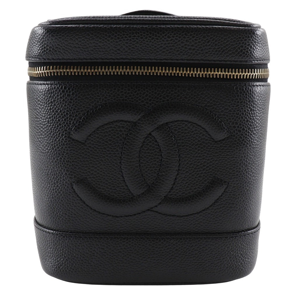Chanel Caviar skin COCO Mark Vanity Black Handbag 2