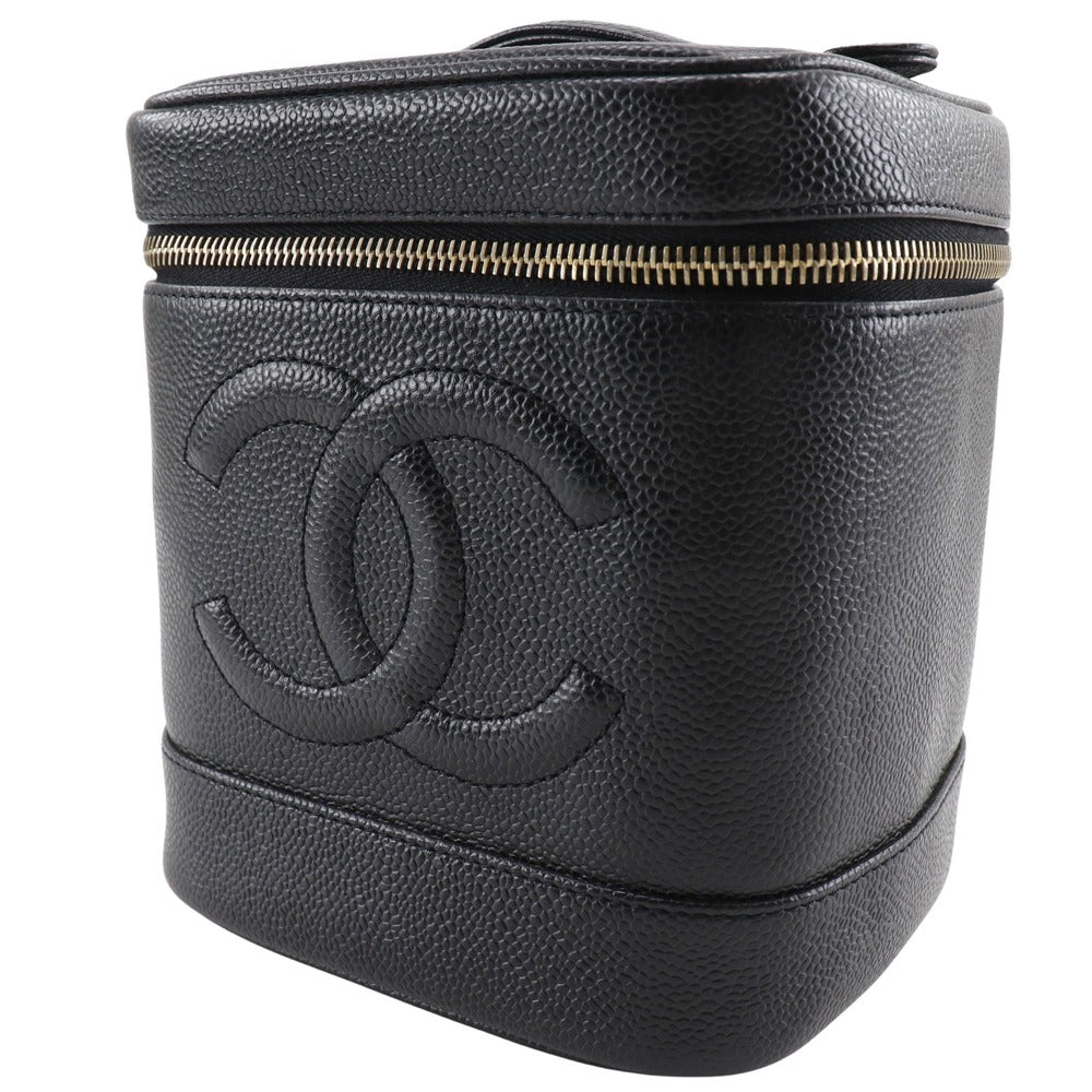 Chanel Caviar skin COCO Mark Vanity Black Handbag 2