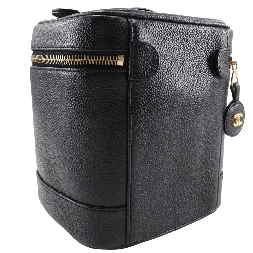 Chanel Caviar skin COCO Mark Vanity Black Handbag 2