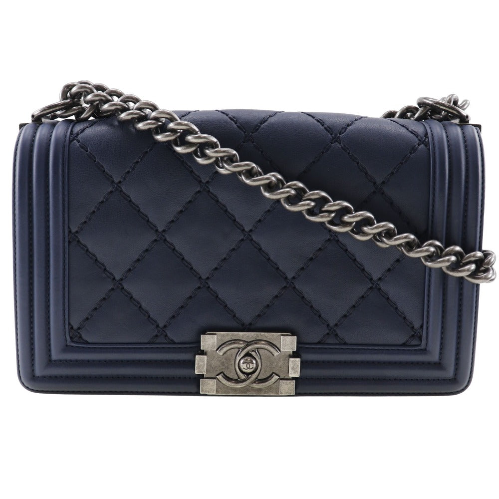 Chanel lambskin Navy Matrasse ChainShoulder Boy Blue Shoulder Bag