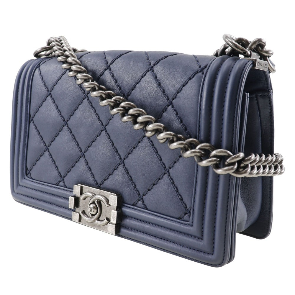 Chanel lambskin Navy Matrasse ChainShoulder Boy Blue Shoulder Bag