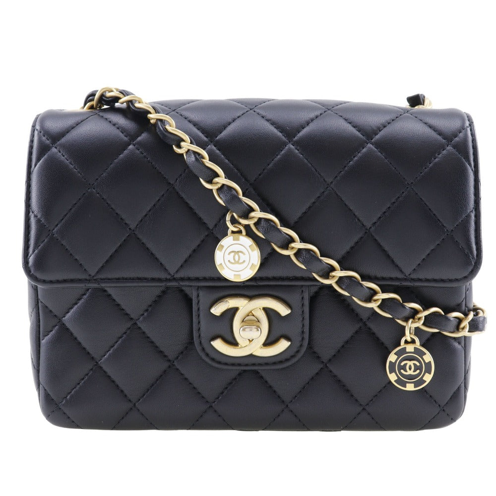 Chanel Calfskin ChainShoulder Matrasse Black Shoulder Bag